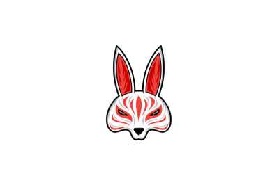 kitsune mask illustration, Japanese traditional mask Logo