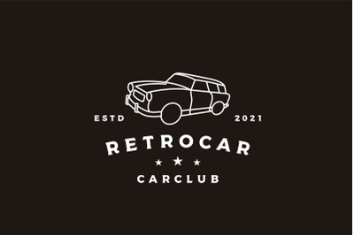 Vintage Retro Line art car logo design vector illustration