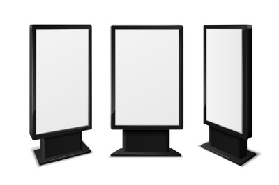 Realistic light box. Blank billboards front and different angles view&2C;