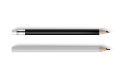 Pencils realistic black and white with and without eraser. Business or