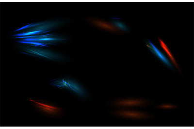 Trails light motion. High speed red and blue lights color effect, nigh