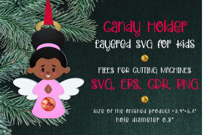 Black Girl Angel Christmas Candy Holder SVG