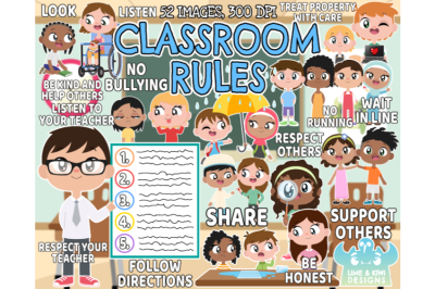 Classroom Rules Clipart - Lime and Kiwi Designs