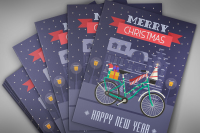 Christmas Bike Greetings Card