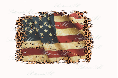 Leopard Patches,Vintage American flag, Splash Sublimation Design