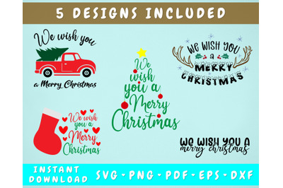 We Wish You A Merry Christmas SVG - 5 Designs