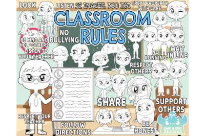 Classroom Rules Digital Stamps - Lime and Kiwi Designs