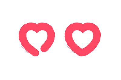 Different Red Draw Heart Signs Set. Vector