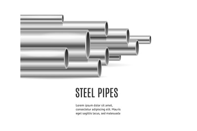 Realistic Detailed 3d Steel or Metal Pipes Banner Concept Ad Poster Ca