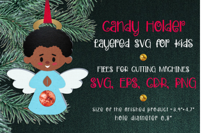 Black Boy Angel Christmas Candy Holder SVG