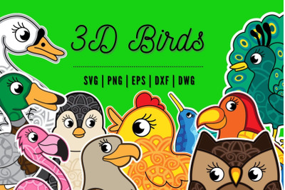 3D Birds SVG Bundle
