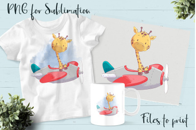 Cute Giraffe sublimation. Design for printing.