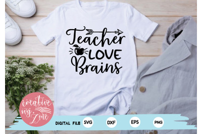 teacher love brains svg