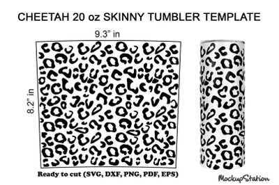 Cheetah Tumbler Svg, Leopard Tumbler Template 20oz Skinny
