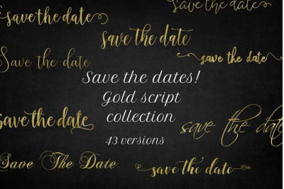 Gold Save The Date clipart&2C; Photoshop Clipart Overlay