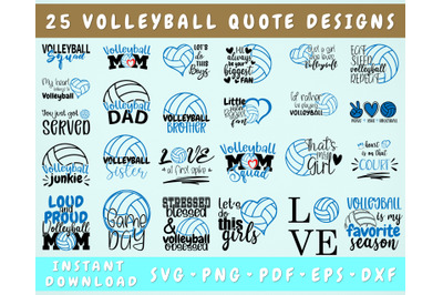 Volleyball Quote SVG Bundle - 25 Designs&2C; Volleyball Sayings SVG