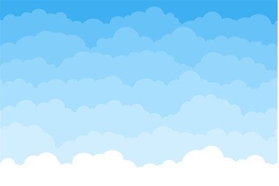 Abstract seamless cartoon background with blue sky and clouds. Summer