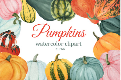 Fall pumpkins watercolor clipart, autumn farm clipart, Thanksgiving cl