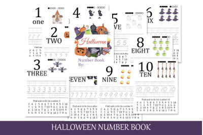 Halloween Number Book, Numbers writing practice, Halloween tracing wor