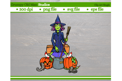 witch stirring a cauldron | Halloween monster