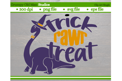 brontosaurus with witch hat | trick rawr treat