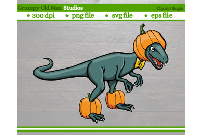 velociraptor wearing pumpkin hat and shoes | Halloween dinosaur