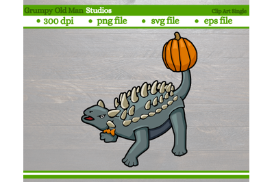 ankylosaurus with a pumpkin on  his tail  | Halloween dinosaur