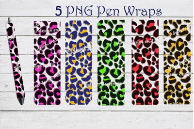 Pen Wraps Template, Colored Leopard Pen Wrap Design,Leopard Cheetah