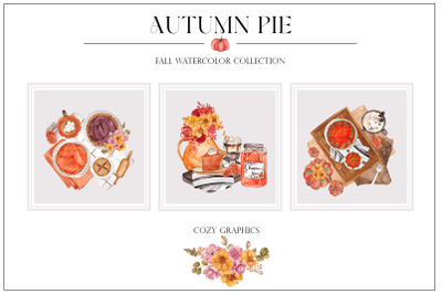 Autumn Pie. Cozy Watercolor
