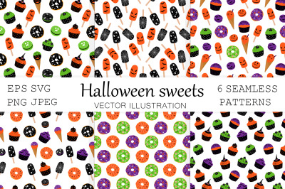 Halloween food pattern. Cupcake pattern. Dessert pattern.