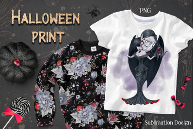 Halloween Vampire sublimation. Design for printing.