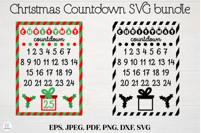 Santa Claus Christmas Countdown SVG bundle. Christmas Cut Files.