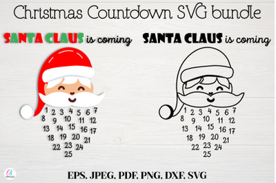 Christmas Calendar Svg. Santa Claus Christmas Countdown SVG bundle. Ch