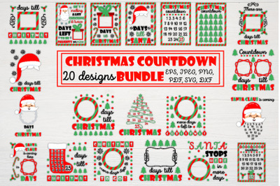 Santa Claus Christmas Countdown SVG bundle. Christmas Cut Files.