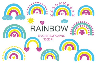 Rainbow. SVG. Baby. Procreate. 14 elements Rainbow /Elements