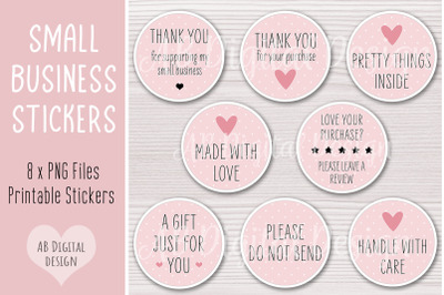 Printable Small Business Packaging Stickers, Blush Pink