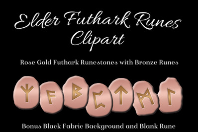 Rose Gold Elder Futhark Runes Set - Clipart Images