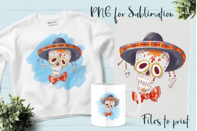 Da de los Muertos sublimation. Design for printing.