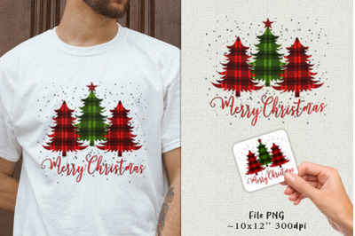 Fir-trees with a plaid blanket. Sublimation &2B; sticker