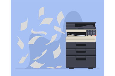 Office professional copier or printer printing documents. Printer offi