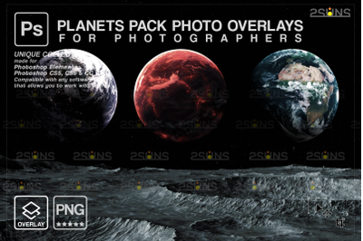 Planets Photoshop overlay &amp; Galaxy backdrop, Space clipart