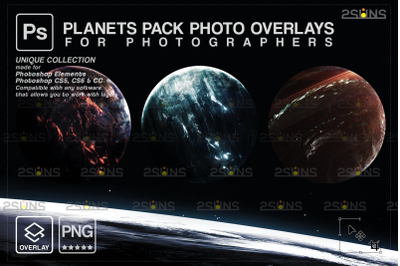 Planets Photoshop overlay &amp; Galaxy backdrop, Space clipart