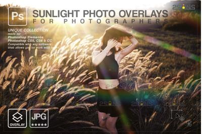 Sunlight overlay &amp; Lens flare overlay, Photoshop overlay: Sunshine ove