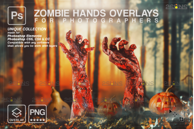 Halloween photo overlay &amp; Halloween clipart: Zombie hands png, horror