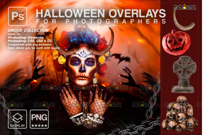 Halloween overlay &amp; Halloween digital backdrop: Photoshop overlay, sku