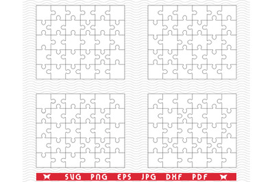 SVG, White Puzzles, separate parts  digital clipart