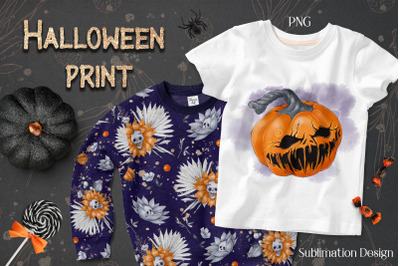 Halloween Pumpkin sublimation. Design for printing.