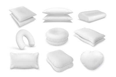 3d realistic neck pillow and sofa cushion mockup. Fluffy bolster pile&2C;