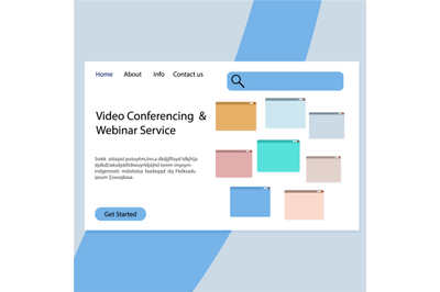 Video conferencing and webinar service landing page