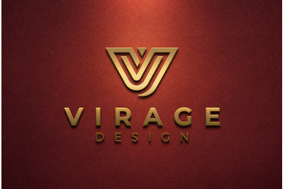 Gold Logo Mockup Signage on Red Wall